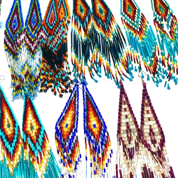 Jessie Western Stunning Beaded Statement Shoulder Duster Earrings - Picture 2 of 4